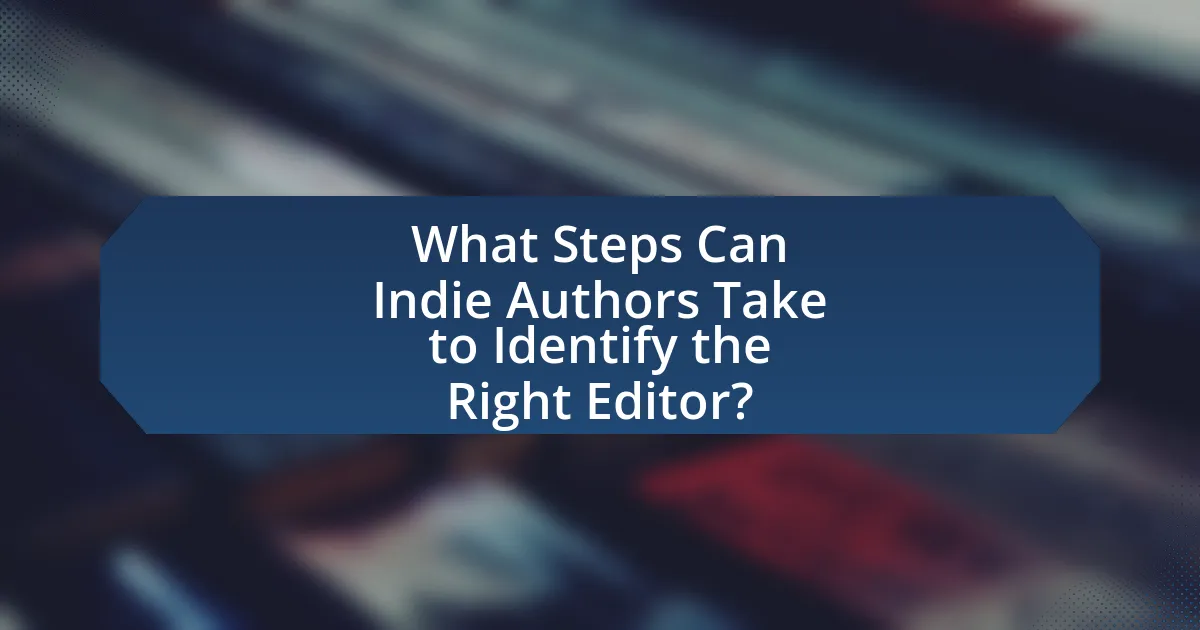 What Steps Can Indie Authors Take to Identify the Right Editor?
